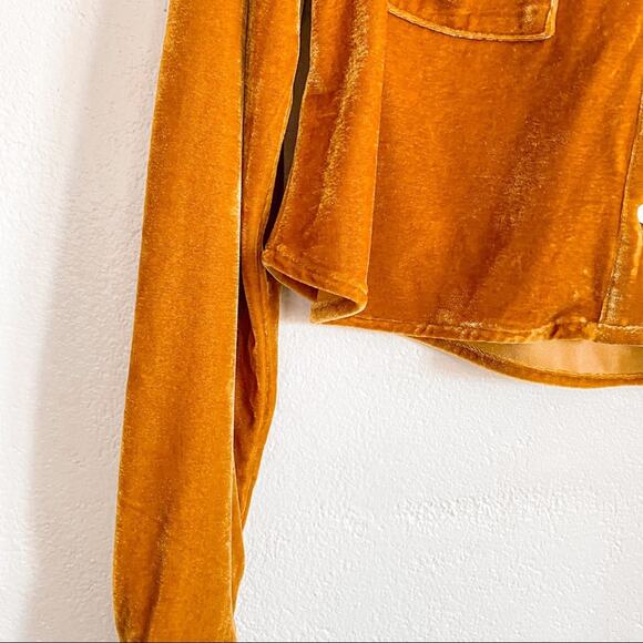 Forever 21 Contemporary Mustard Velour Crop Top Size Small - Picture 7 of 9